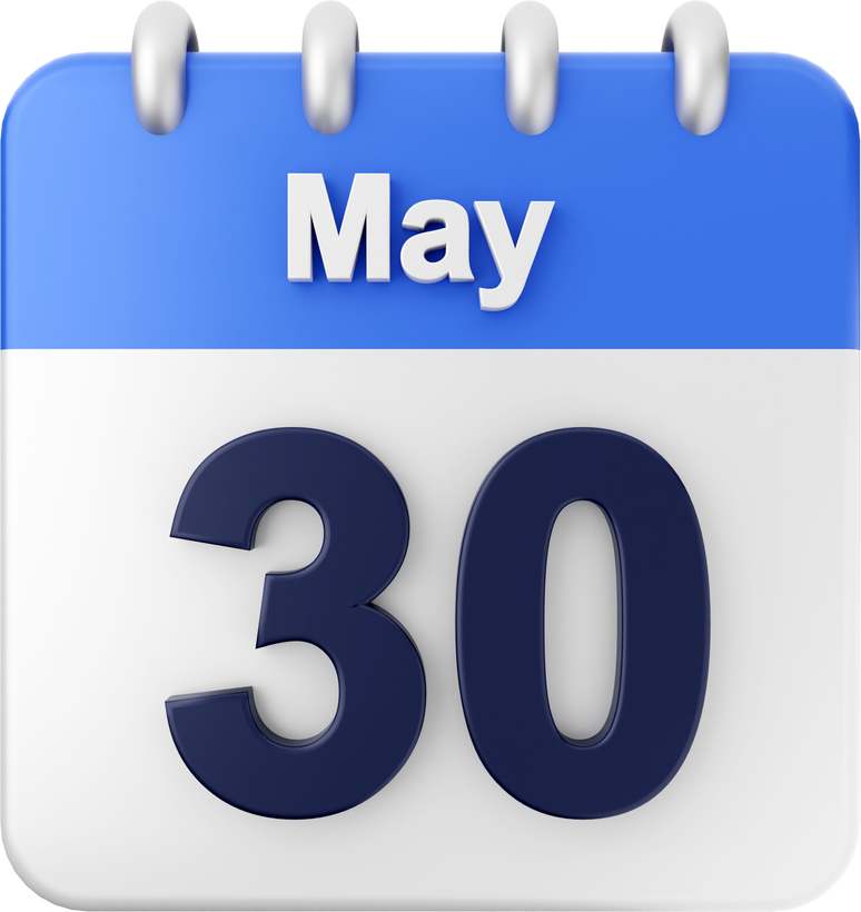 3d calendar may date 30